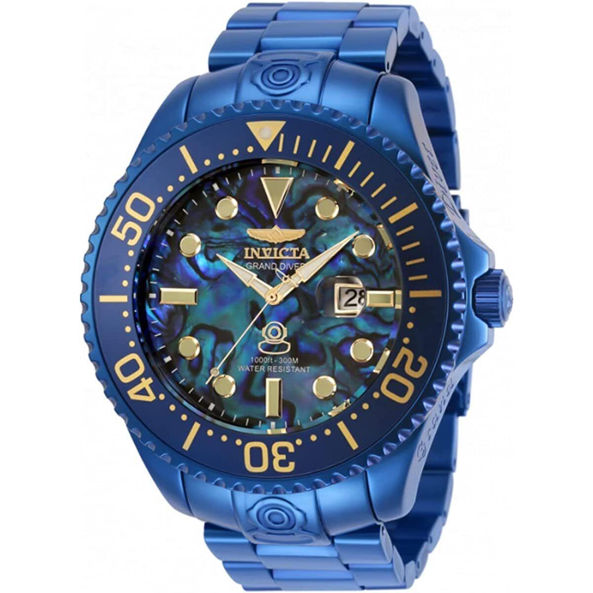 Invicta 54mm Grand Diver NH35A Automatic Abalone Dial Blue SS 300m Diver Watch