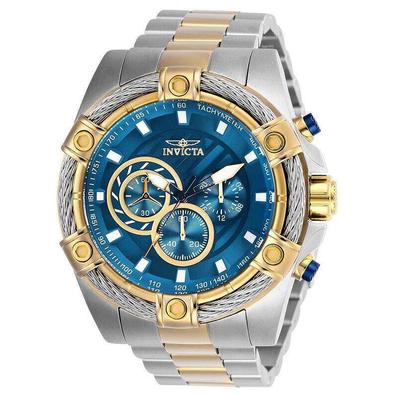 Invicta Bolt Men`s Watch - 52mm Steel Gold 25522 - Dial: Blue, Band: strong steel, gold