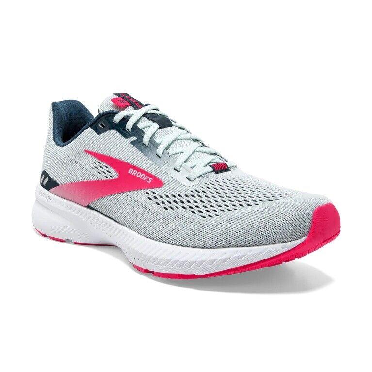 Brooks Women`s Road Running Shoes Launch 8 Lightweight Breathable Sneakers Shoes Ice Flow/Navy/Pink