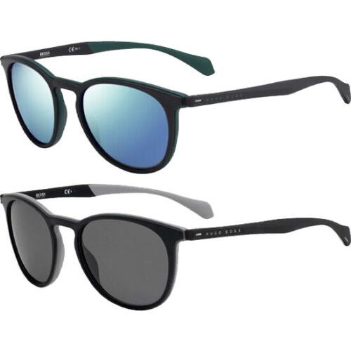 Hugo Boss Men`s Two-tone Vintage Style Round Sport Sunglasses - B1115S - Select Variation Frame