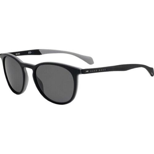Hugo Boss Men`s Two-tone Vintage Style Round Sport Sunglasses - B1115S Black Grey/Grey (0O6W IR)