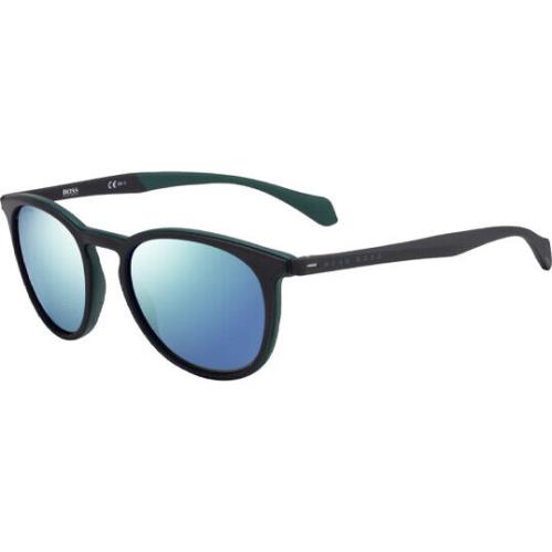 Hugo Boss Men`s Two-tone Vintage Style Round Sport Sunglasses - B1115S Grey Green/Blue (0SE8 Z9)