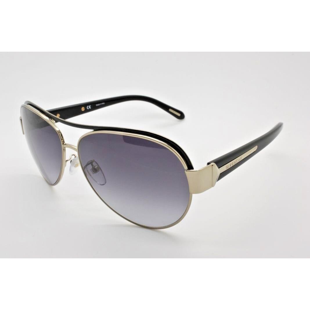 Givenchy SGV459 Black Gold 02AP Aviator Sunglasses Gradient Grey Lens