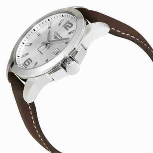 Longines watch Conquest - Silver Dial, Brown Band