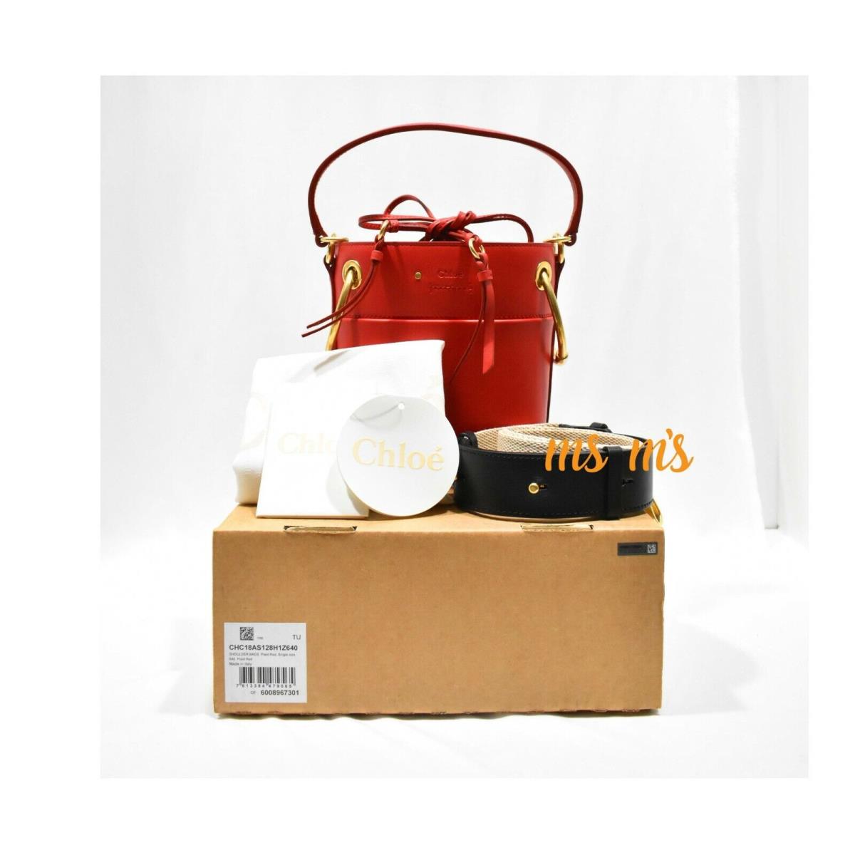 Chloe Roy Mini Red Smooth Leather Bucket Bag Crossbody Shoulder Bag