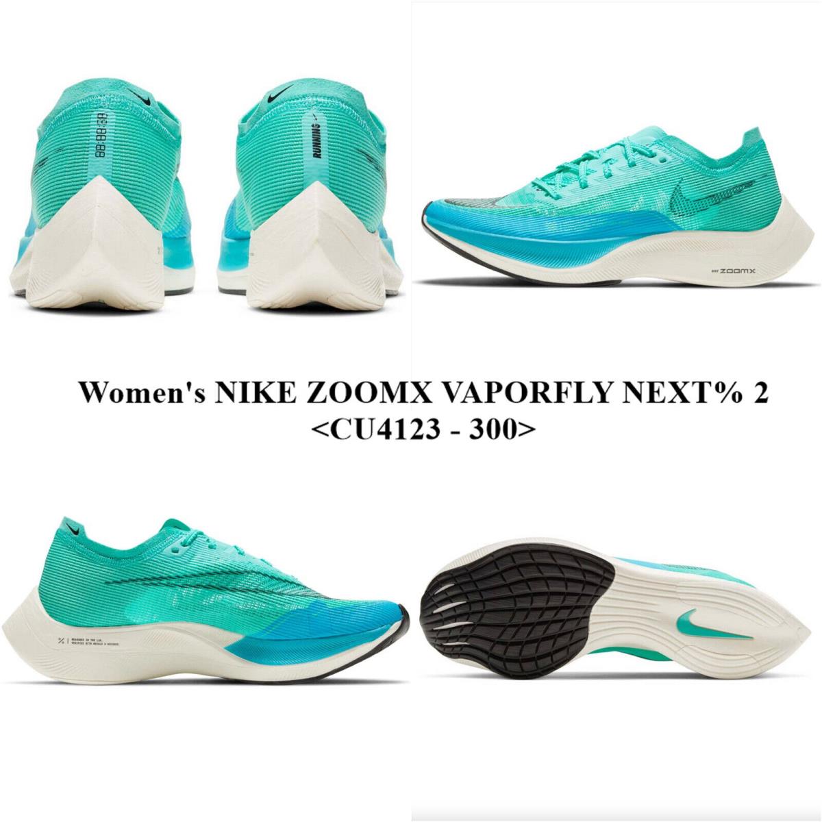 Women`s Nike Zoomx Vaporfly Next% 2 CU4123-300 Road Racing Shoes NO Lid