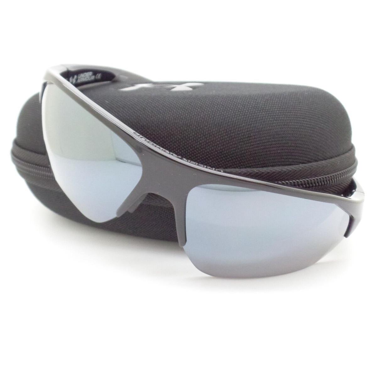 Under Armour Playmaker 0001 GS 807QI Gloss Black Silver Sunglasses - Frame: Gloss Black, Lens: Silver on Grey