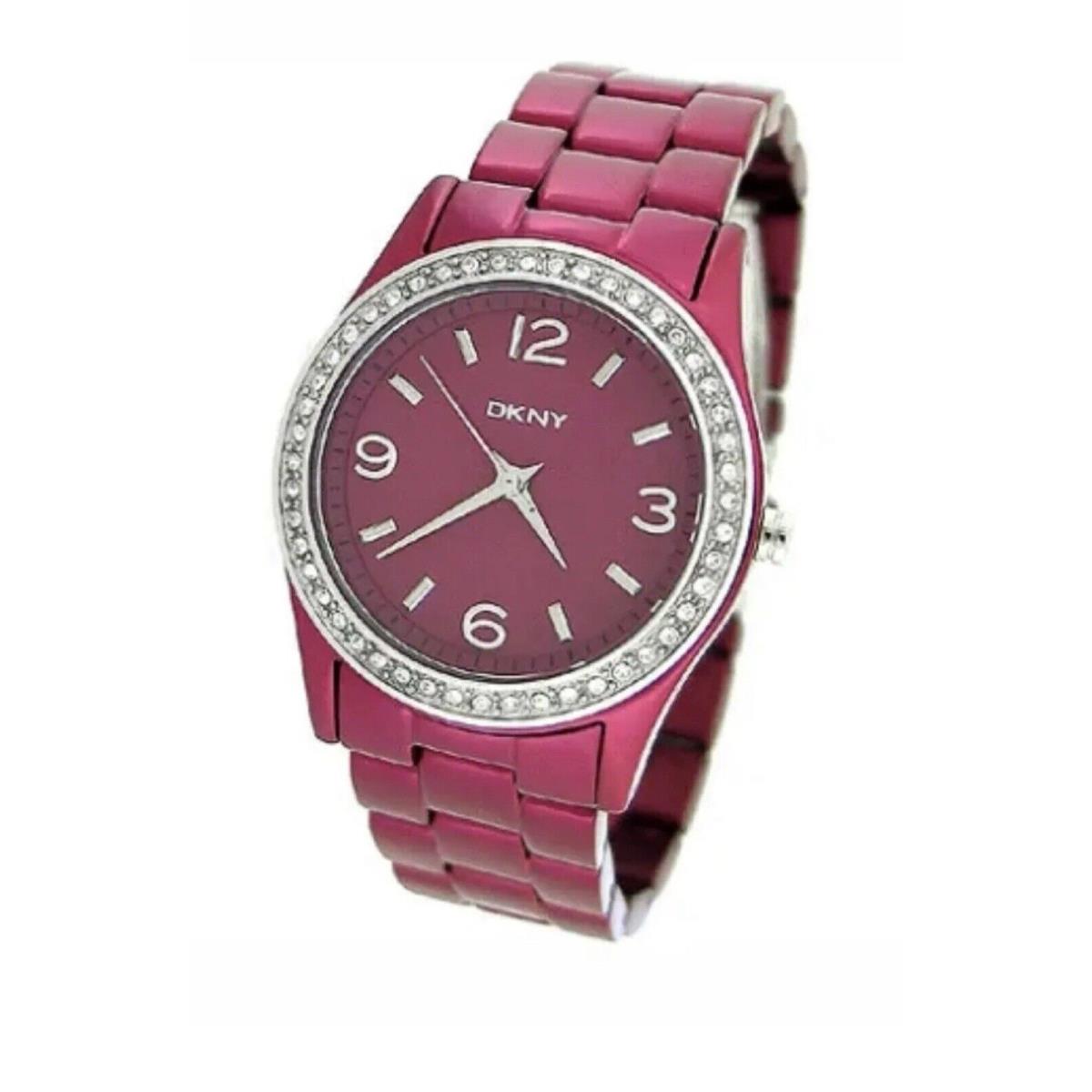 Dkny NY8309 Women`s Round Grape Aluminum White Stones Analog Watch