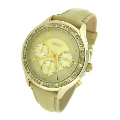 Dkny Chronograph Leather 50M Crystal Case Ladies Watch NY8254