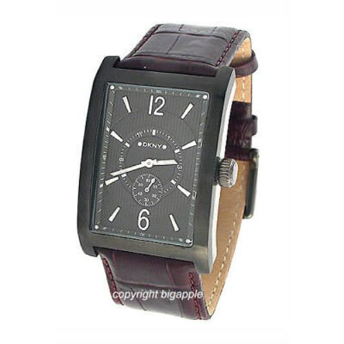 Dkny Gun Metal Leather Mens Watch NY1352