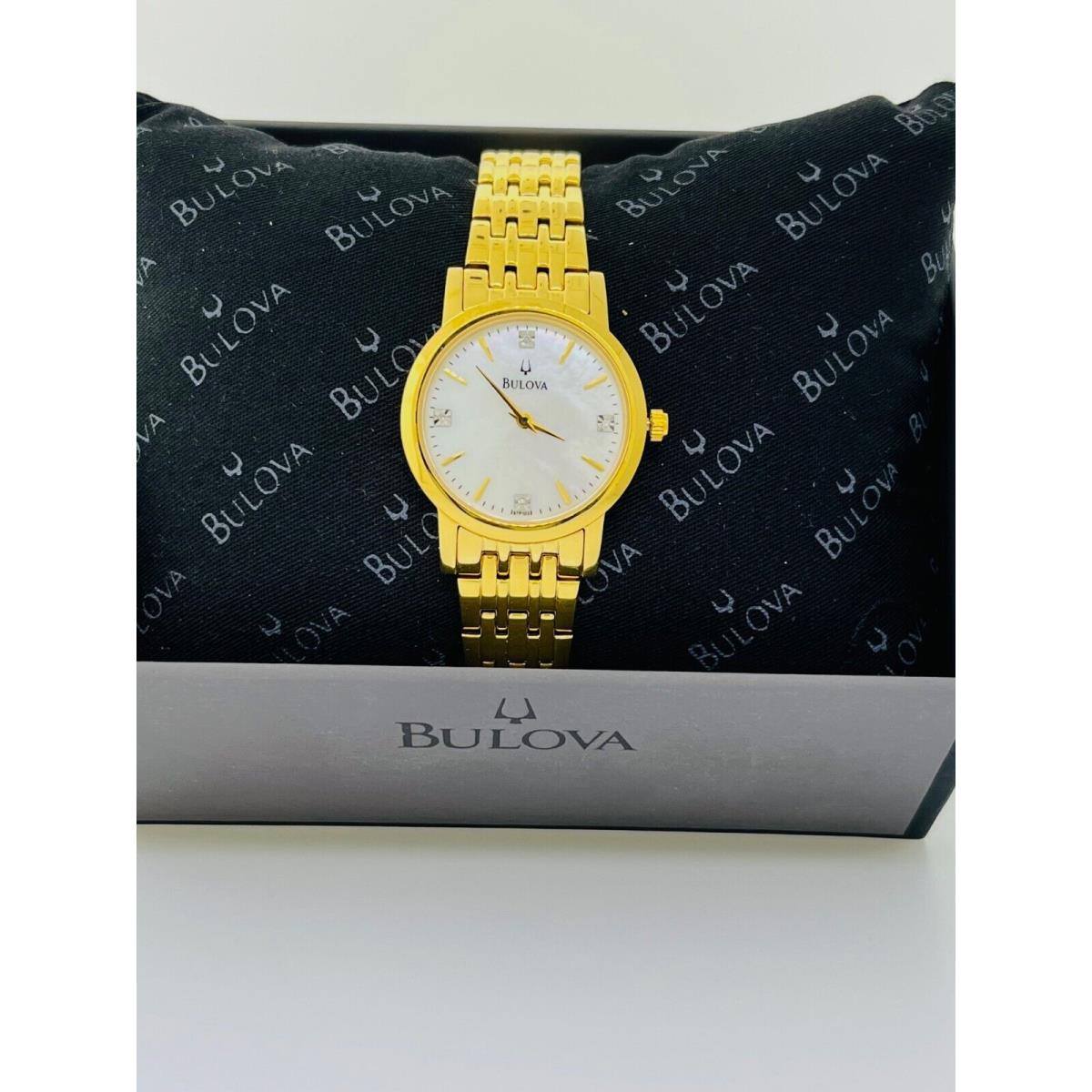 Ladies Bulova 97P103 Stainless Steel Gold Tone Watch with Mother Of Pearl Dial