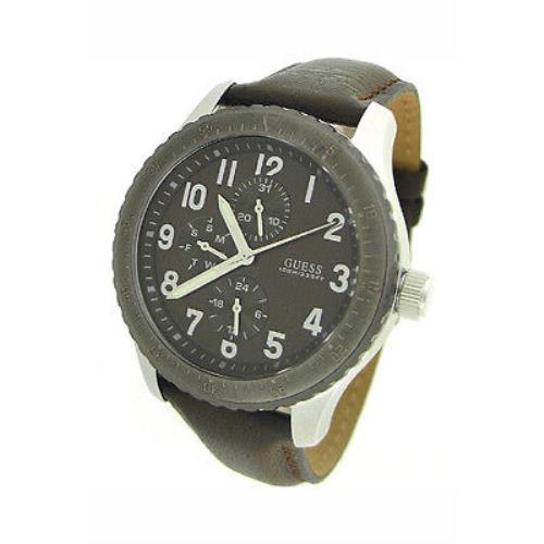 Guess Multi-function Leather 100M Mens Watch U11654G1