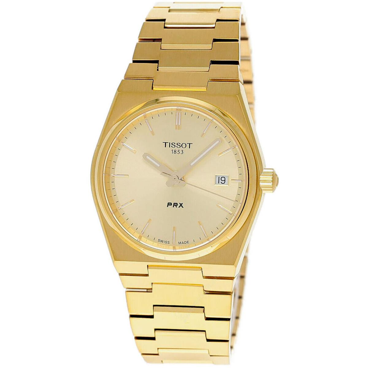 Tissot Prx 35MM Qtz S-steel Gold Dial Unisex Watch T1372103302100 - Gold Dial, Gold Band, Gold Bezel
