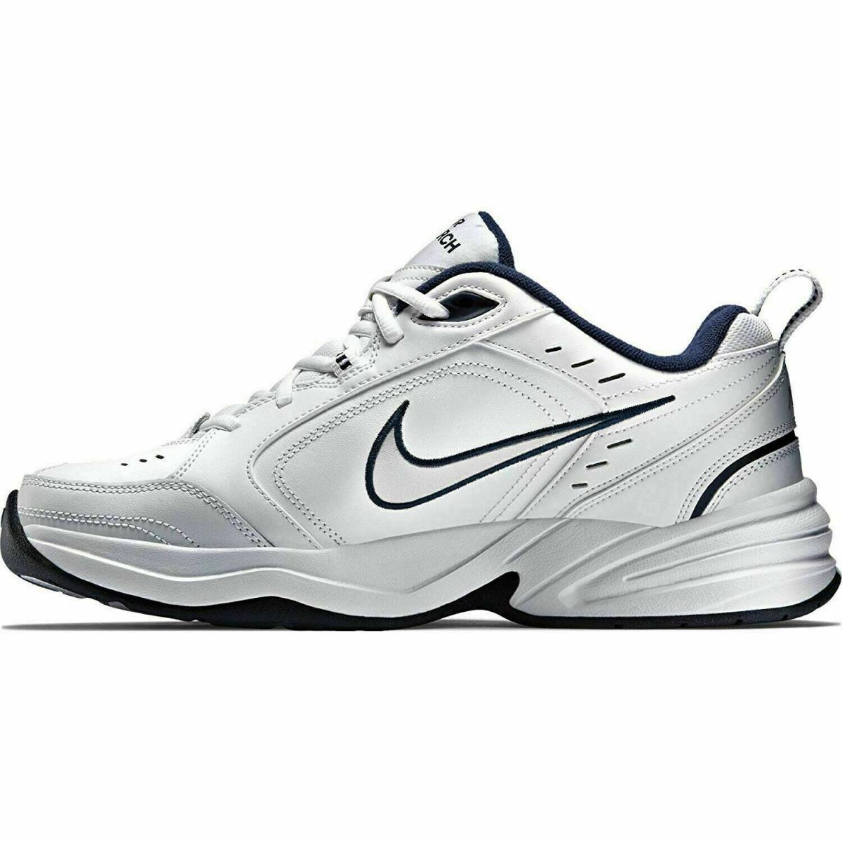 Nike Air Monarch IV White/metallic Silver/navy 415445 102 Men`s Shoes Med. Width