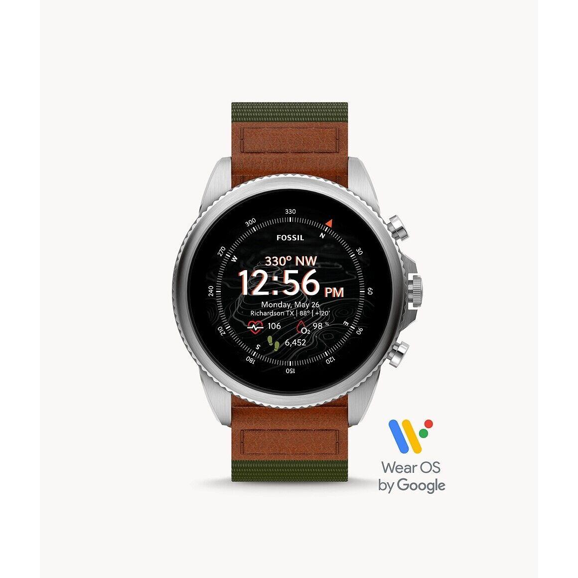 Fossil Men Gen 6 Smartwatch Venture Edition Olive Fabric and Leather FTW4068V