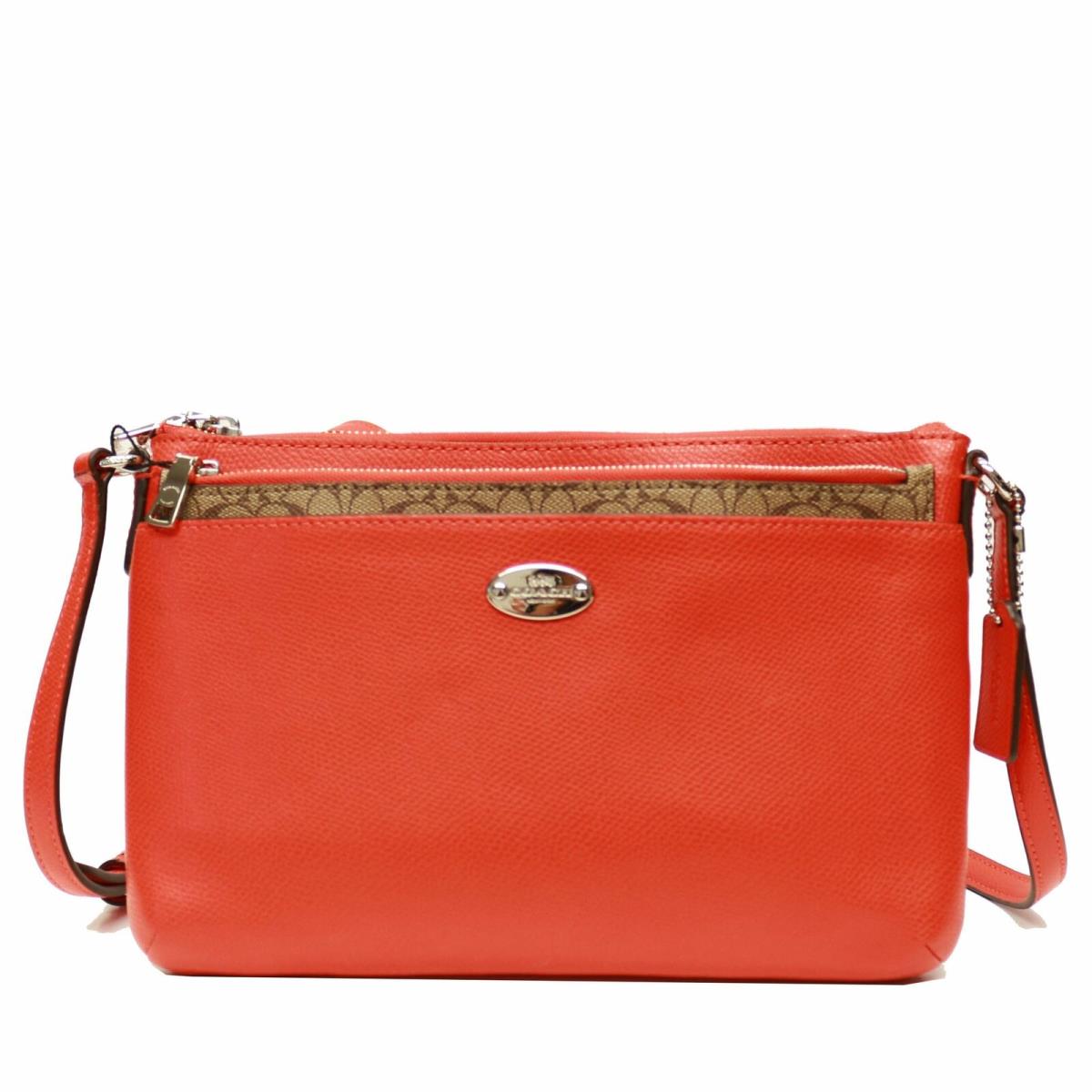 Coach F52881 Crossgrain Leather East West Pop Crossbody- Orange