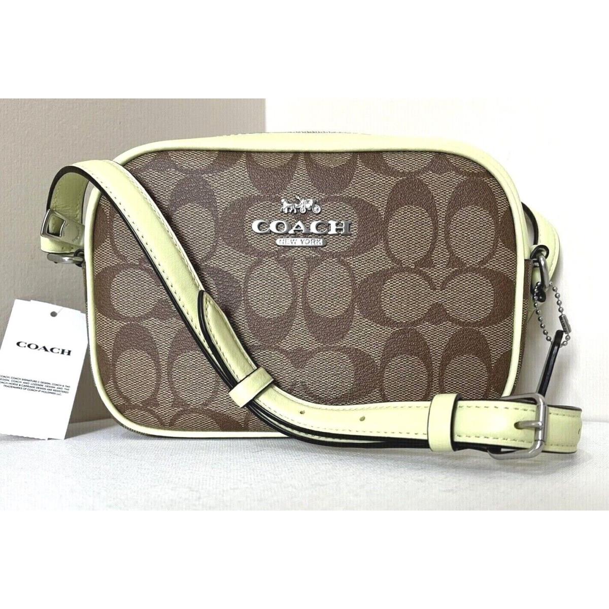 Coach C9926 Mini Jamie Camera Bag Signature Coated Canvas Khaki / Pale Lime