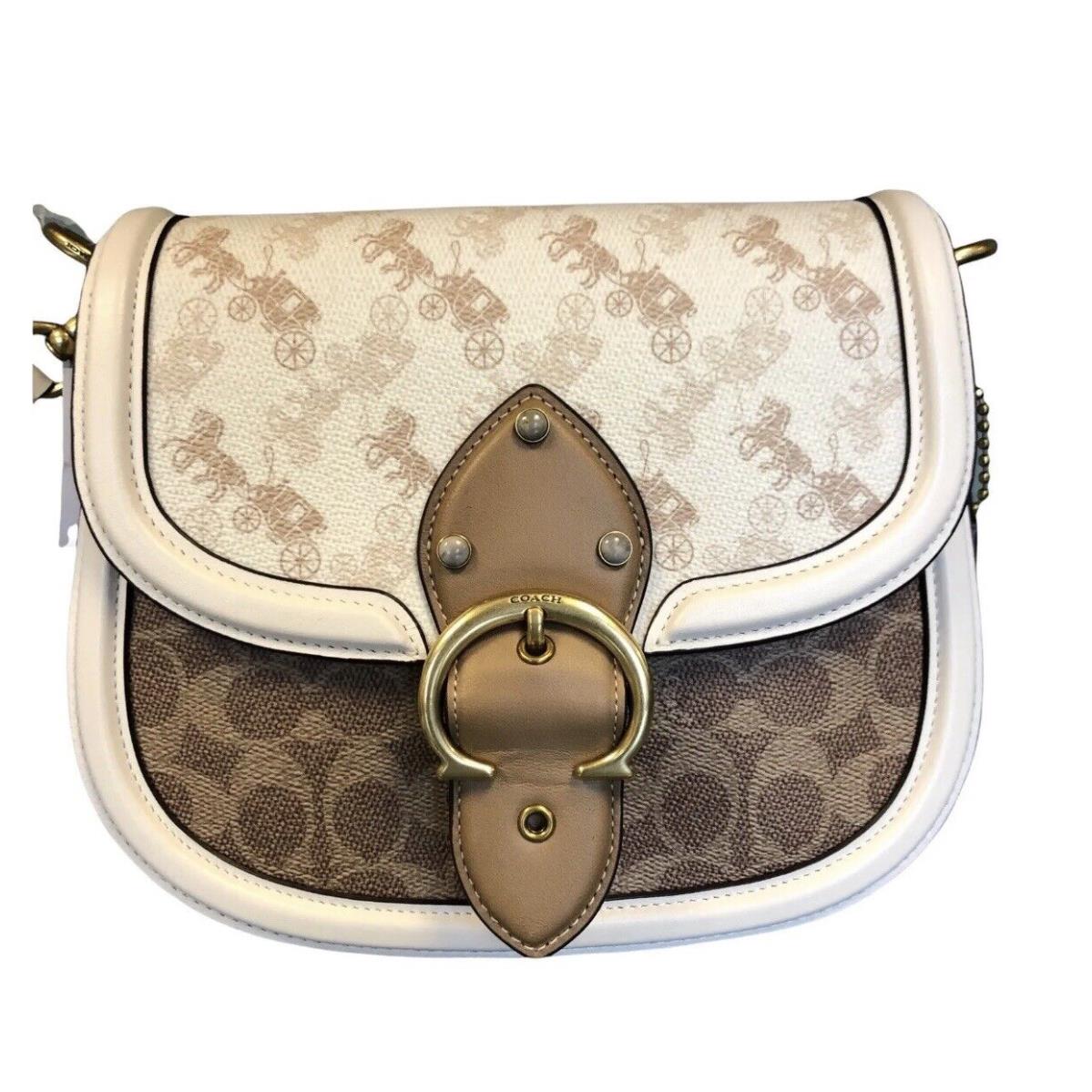 Coach C3837 Beat Saddle Bag with Horse and Carriage Print Chalk Tan Chalk