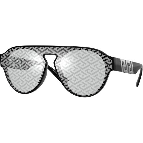 Versace VE 4420 GB1/AL Black Plastic Aviator Sunglasses Silver Mirror Lens - Frame: Black, Lens: Gray