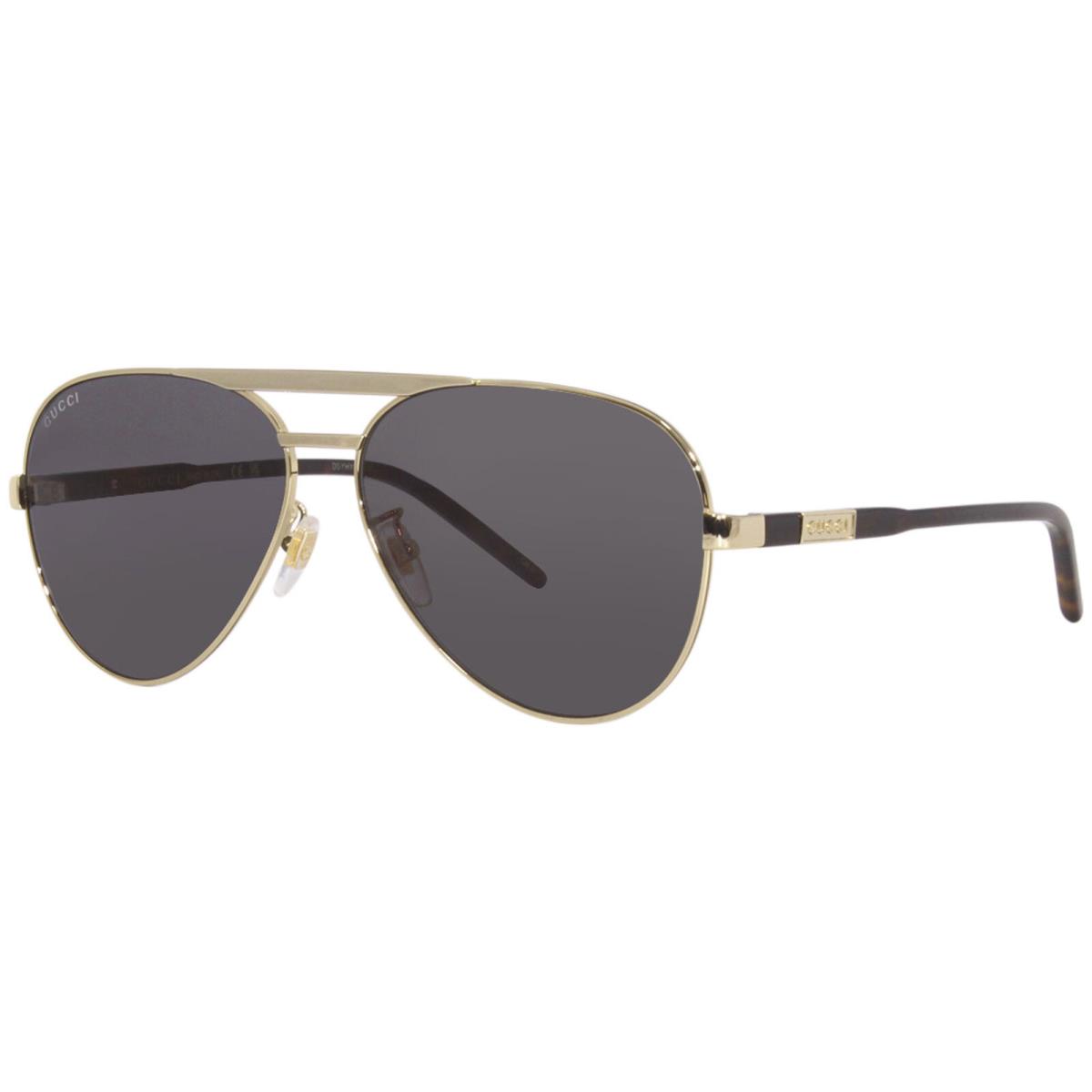 Gucci GG1163S 001 Sunglasses Men`s Gold/havana/grey Lenses Pilot Shape 60mm