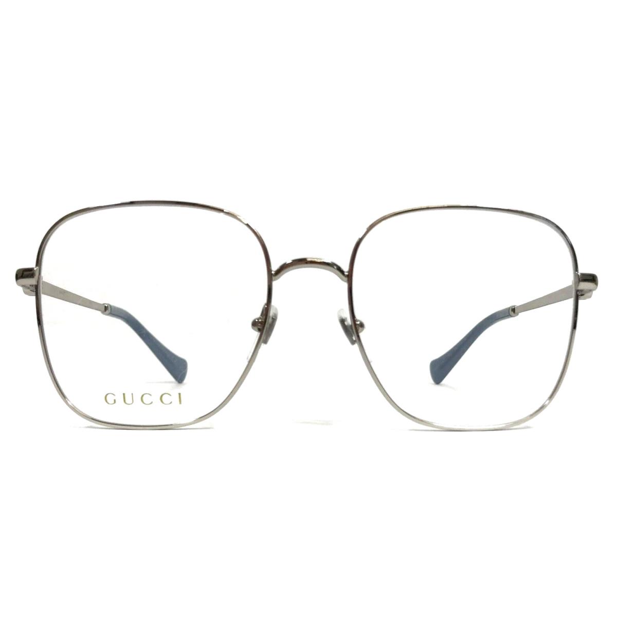 Gucci Eyeglasses Frames GG1144O 002 Silver Blue Square Wire Rim 54-18-140