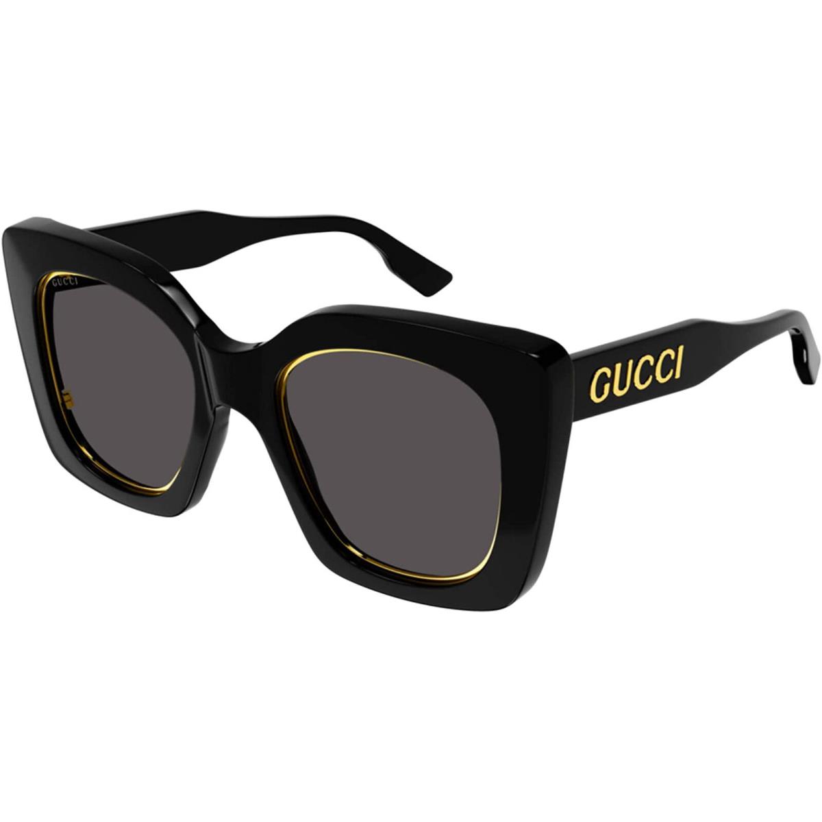 Gucci Women`s Sunglasses Grey Nylon Lens Shiny Black Plastic Frame GG1151S 001