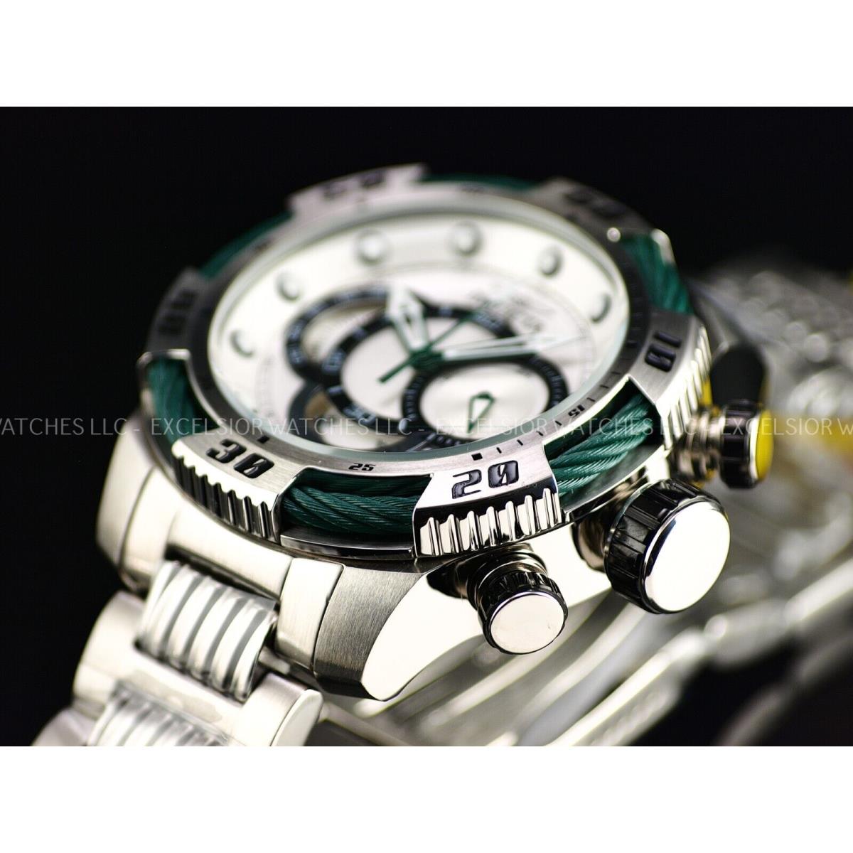 Invicta watch Speedway - Silver Dial, Silver Band, Green Bezel