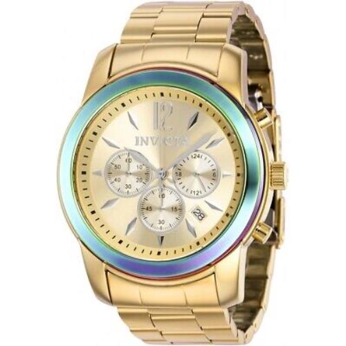 Invicta Specialty Chronograph Quartz Gold Dial Men`s Watch 40492 - Dial: Gold-tone, Band: Gold-tone, Bezel: Gold and Iridescent