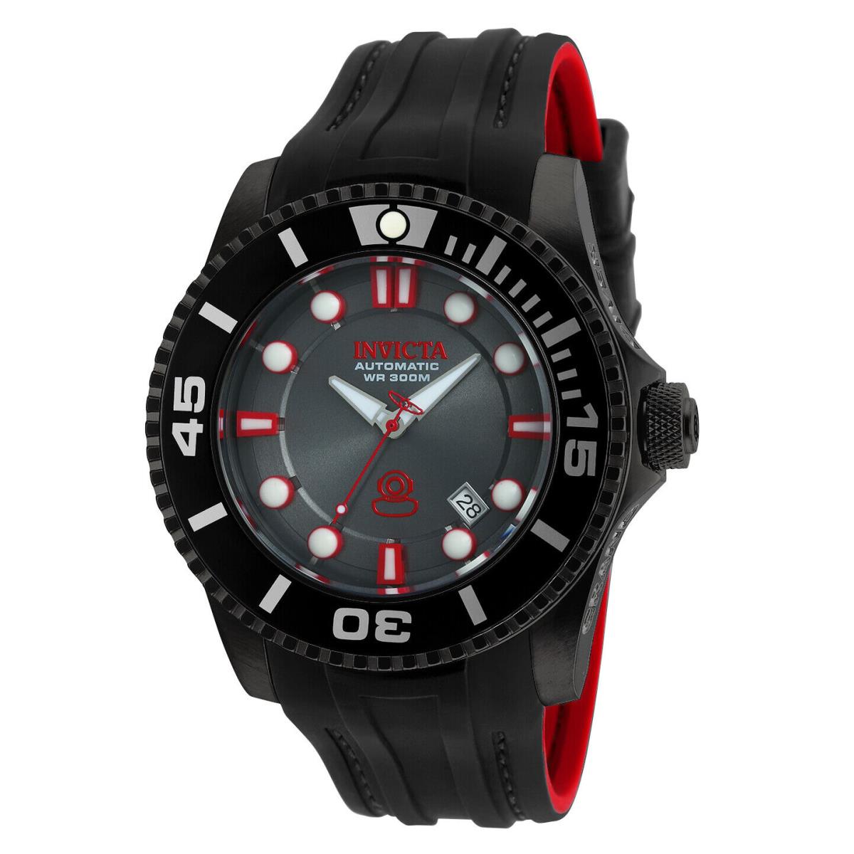 Invicta Pro Diver Automatic Black Dial Black and Red Silicone Mens Watch 20205