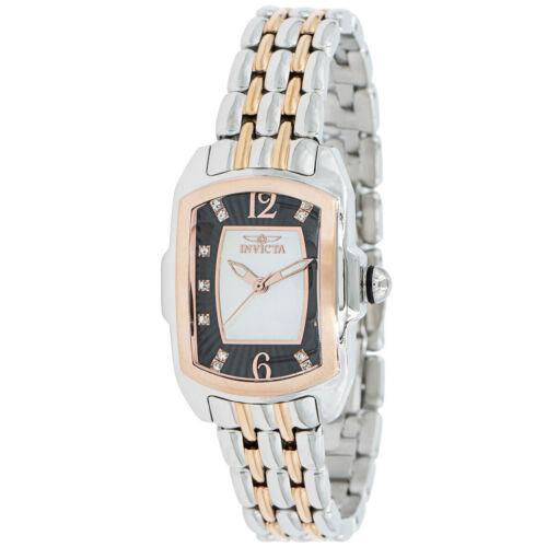Invicta Women`s Watch Lupah Black and Mop Dial TT Stainless Steel Bracelet 39784 - Black, Mother of Pearl Dial, Silver, Rose Band