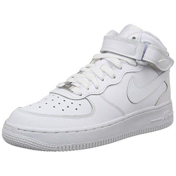 Big Kids Nike Air Force 1 Mid GS Triple White Shoes Size 6.5Y - White
