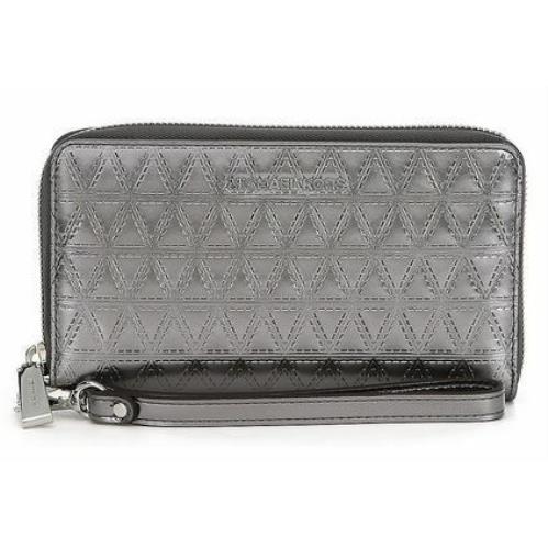 Michael Kors Quilted Metallic Multifunction Phone Wallet - Metalic Grey