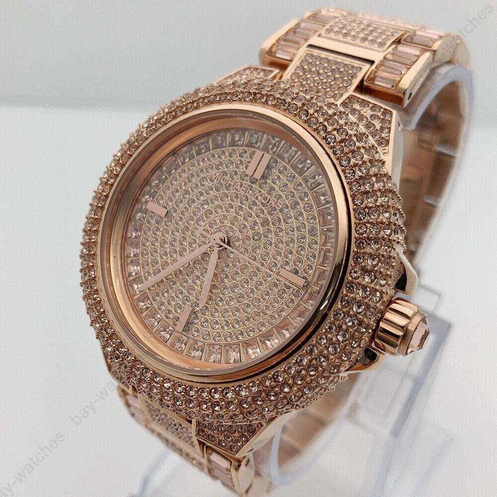 Michael Kors MK5862 Camille Glitz Rose Gold Pave Crystal Fashion Women s Watch Fash Brands