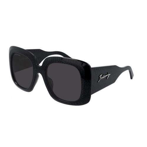 Balenciaga BB0119S 001 Black Grey Square Women`s Full-rim Sunglasses