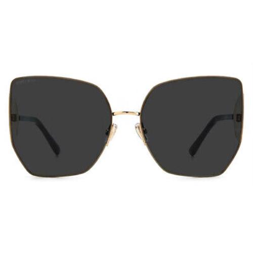 Jimmy Choo River/s Sunglasses Women Gold Black Cat Eye 61mm