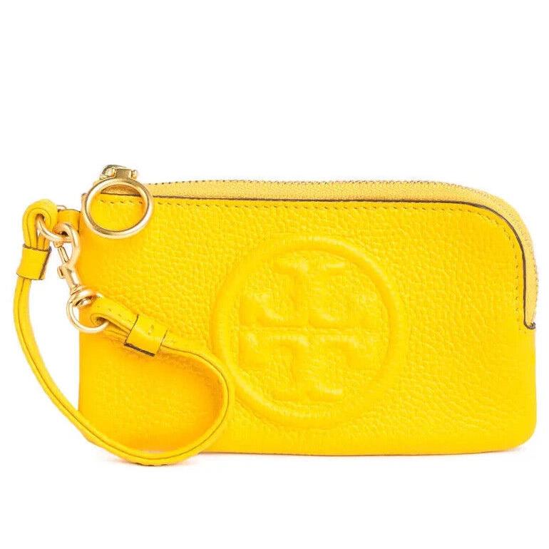 Tory Burch Perry Bombe Card Case Small Leather Wristlet Goldfinch Yellow