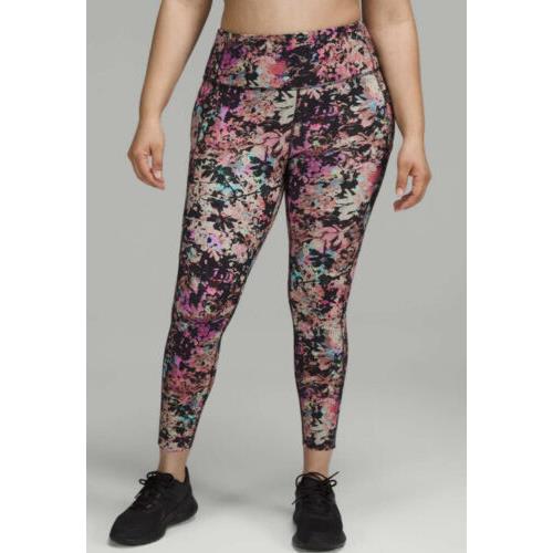 Lululemon Size 10 Fast Free HR Tight 25 Blossom Red STE2 Nulux Pant Run
