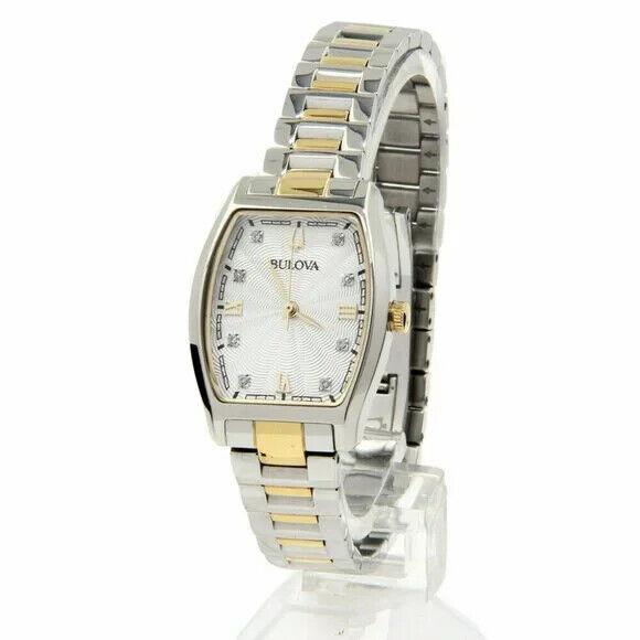 Bulova 98P195 Diamond Accented Gold Silver Tone Stainless Steel Women`s Watch