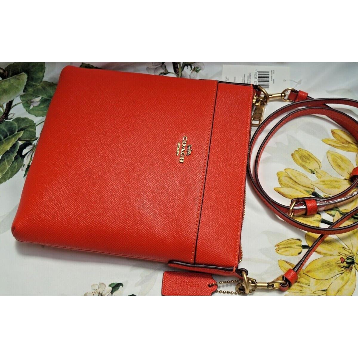 Coach Kitt Messenger Crossbody Bag In Red Orange Crossgrained Leather Brass  - Coach bag - 066520443420 | Fash Brands