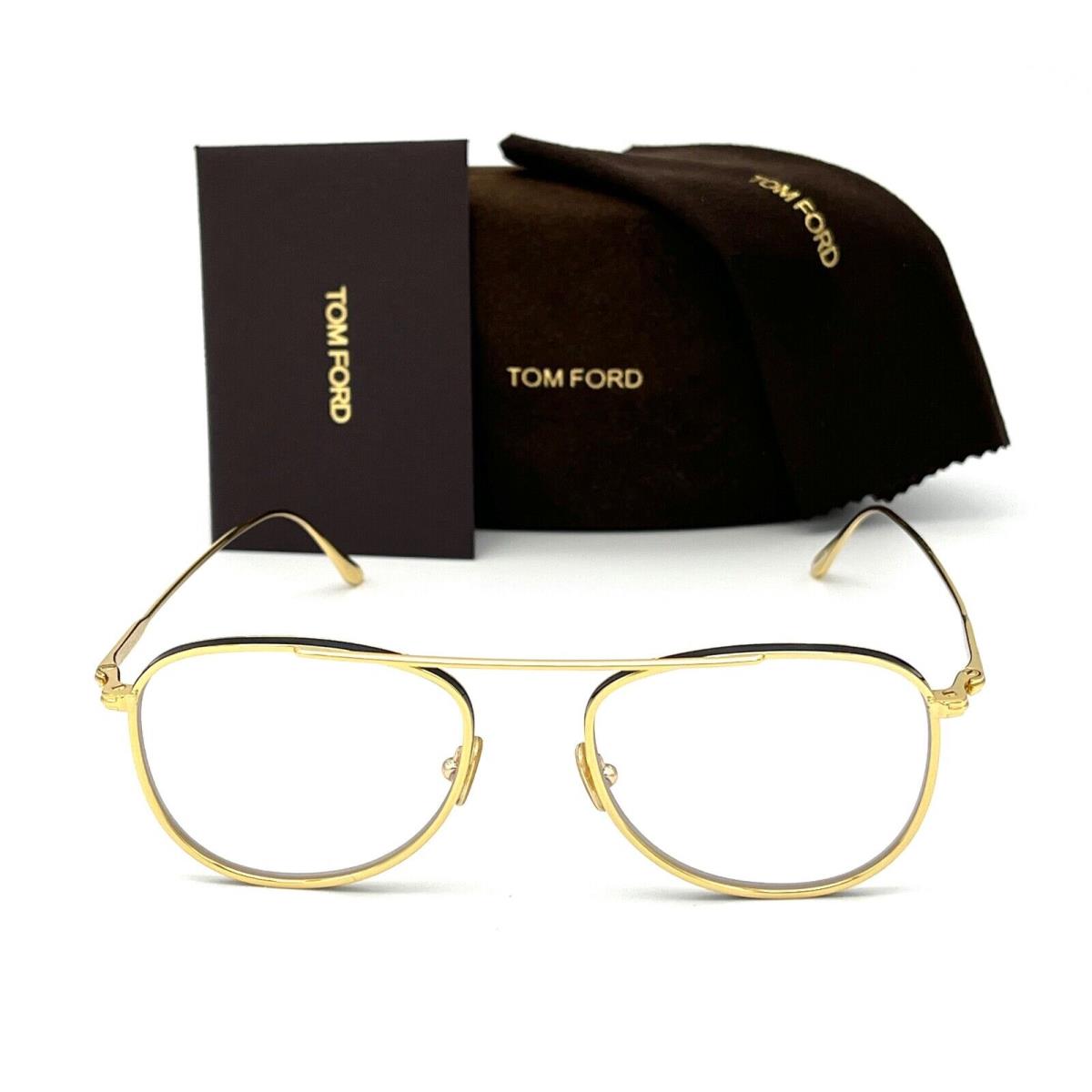 Tom Ford FT5691-B 030 Shiny Gold / Blue Block 52mm Eyeglasses TF5691-B
