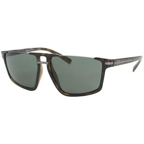 Versace Greca-aegis VE4363 108/71 Sunglasses Men`s Havana/green Lens Pilot 60mm