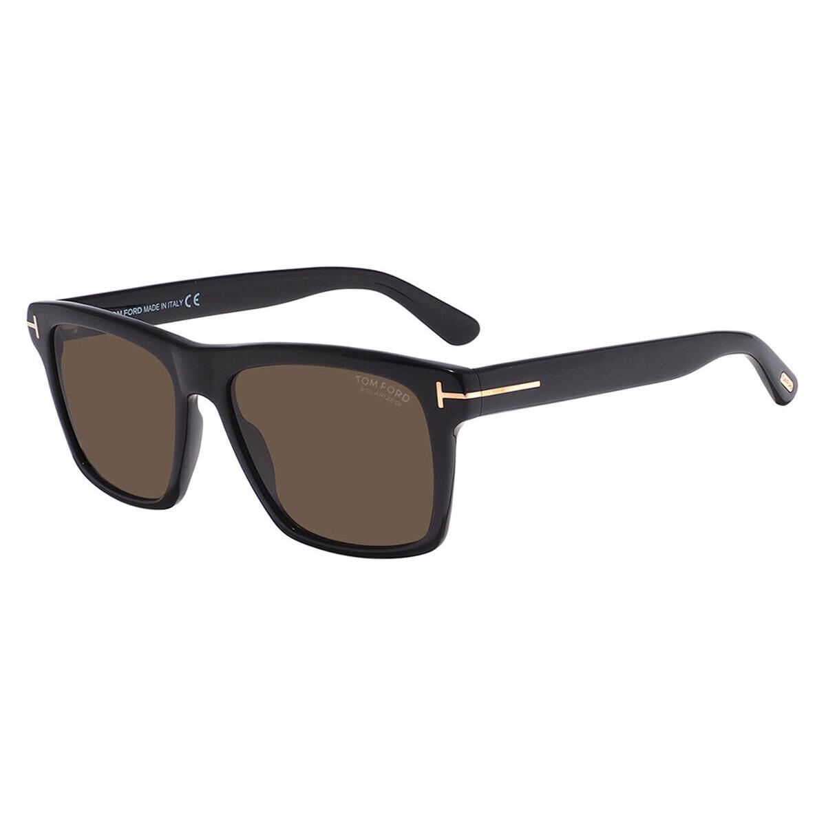 Tom Ford FT0906 Buckley-02 Sunglasses Shiny Black Polarized Roviex 56mm