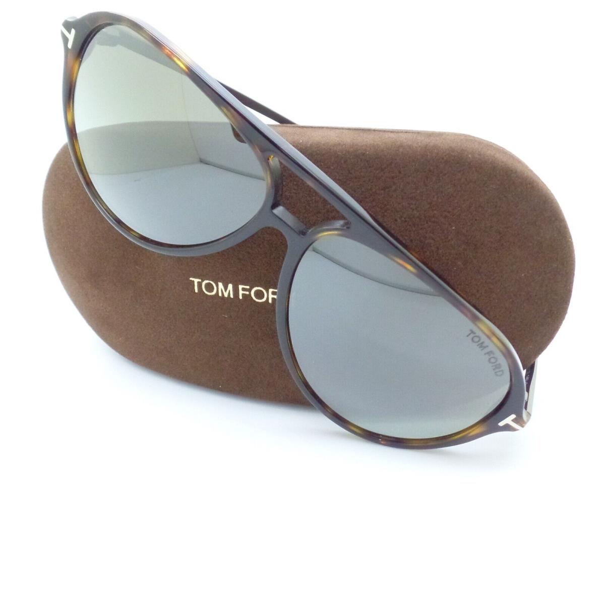 Tom Ford Samson 909 52Q Havana Ruthenium Brown Silver Sunglasses