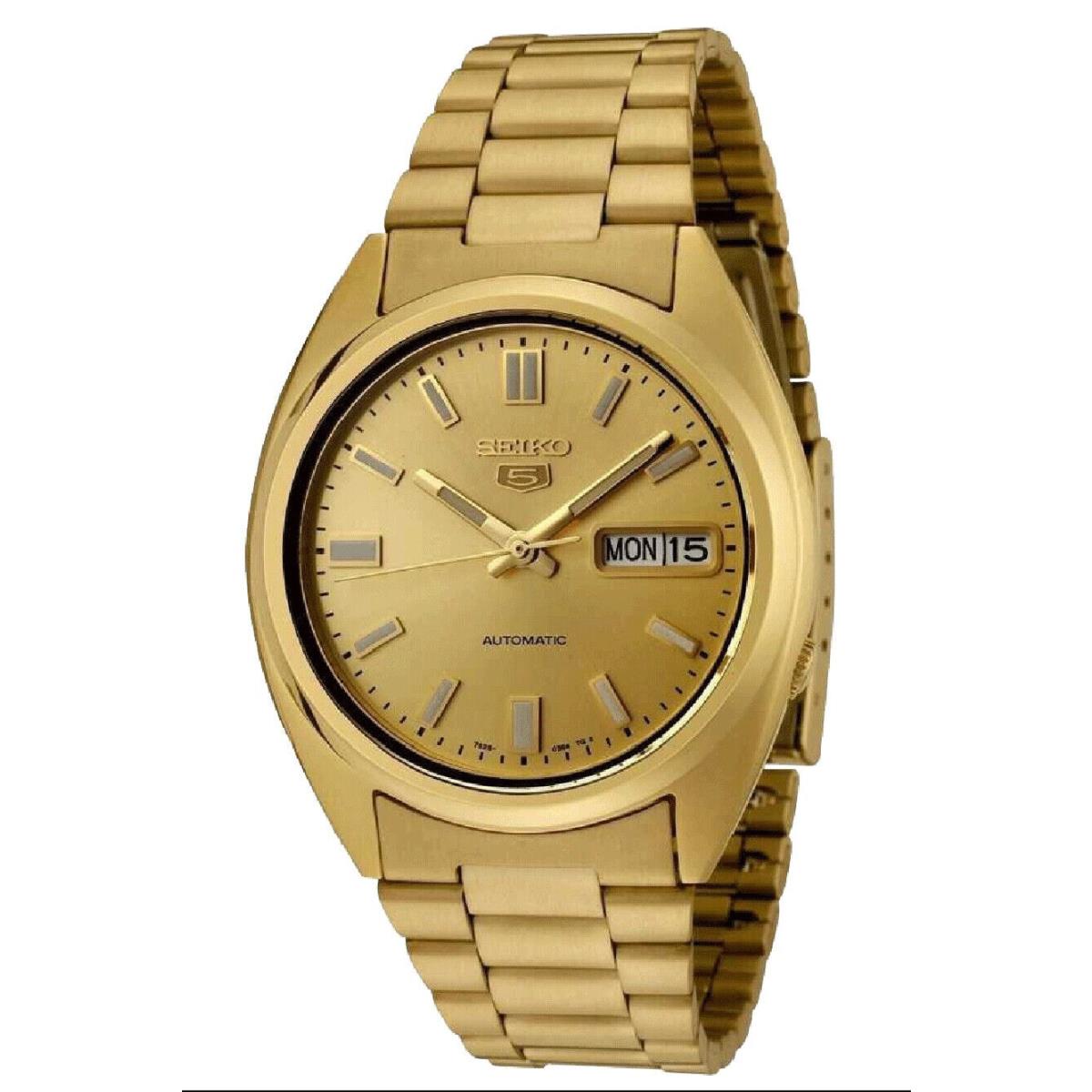 Seiko 5 SNXS80 Automatic Day-date All Gold Stainless Steel Men`s Watch SNXS80K1