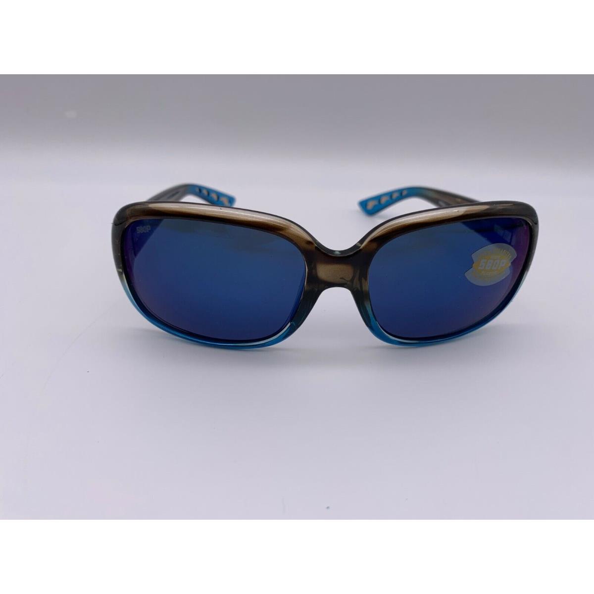 Costa Del Mar Gannet Polarized Sunglasses Shiny Wahoo / Blue Mirror 580P - Frame: Brown, Lens: Blue