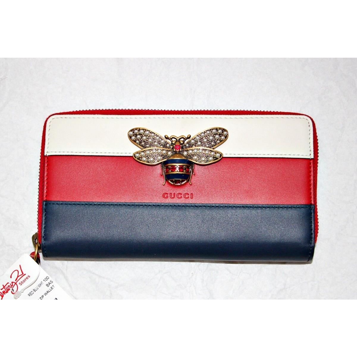 Gucci Queen Margaret Bee-embellished Leather Zip Around Wallet
