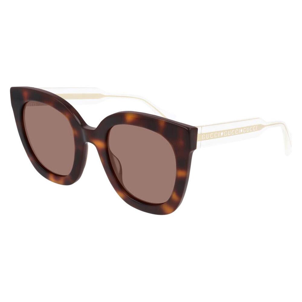 Gucci GG0564SN Sunglasses Havana/crystal Brown Cat Eye 51mm