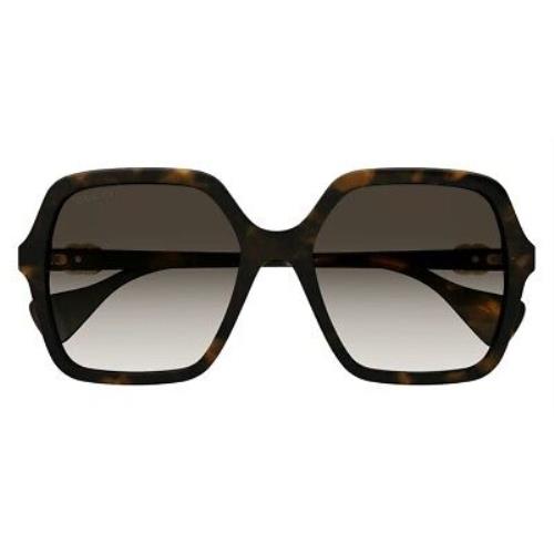 Gucci GG1072SA Sunglasses Havana Brown Gradient Square 56mm