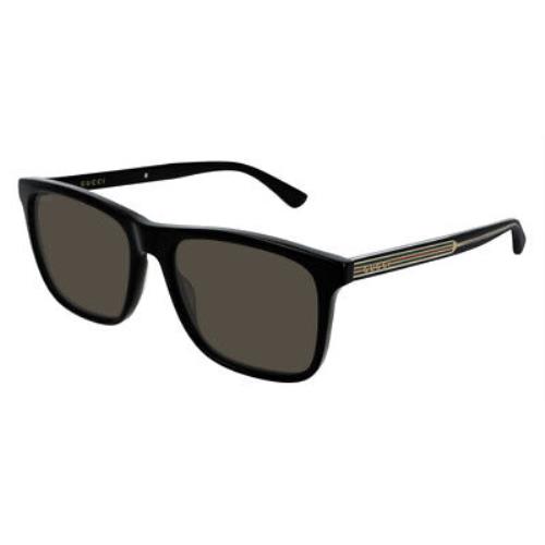 Gucci GG0381SN Sunglasses Black Gray Polarized Square 57mm