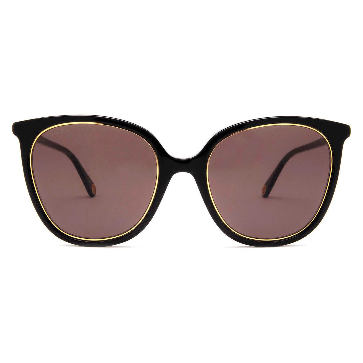 Gucci GG1076S Sunglasses Women Black Brown Cat Eye 56mm
